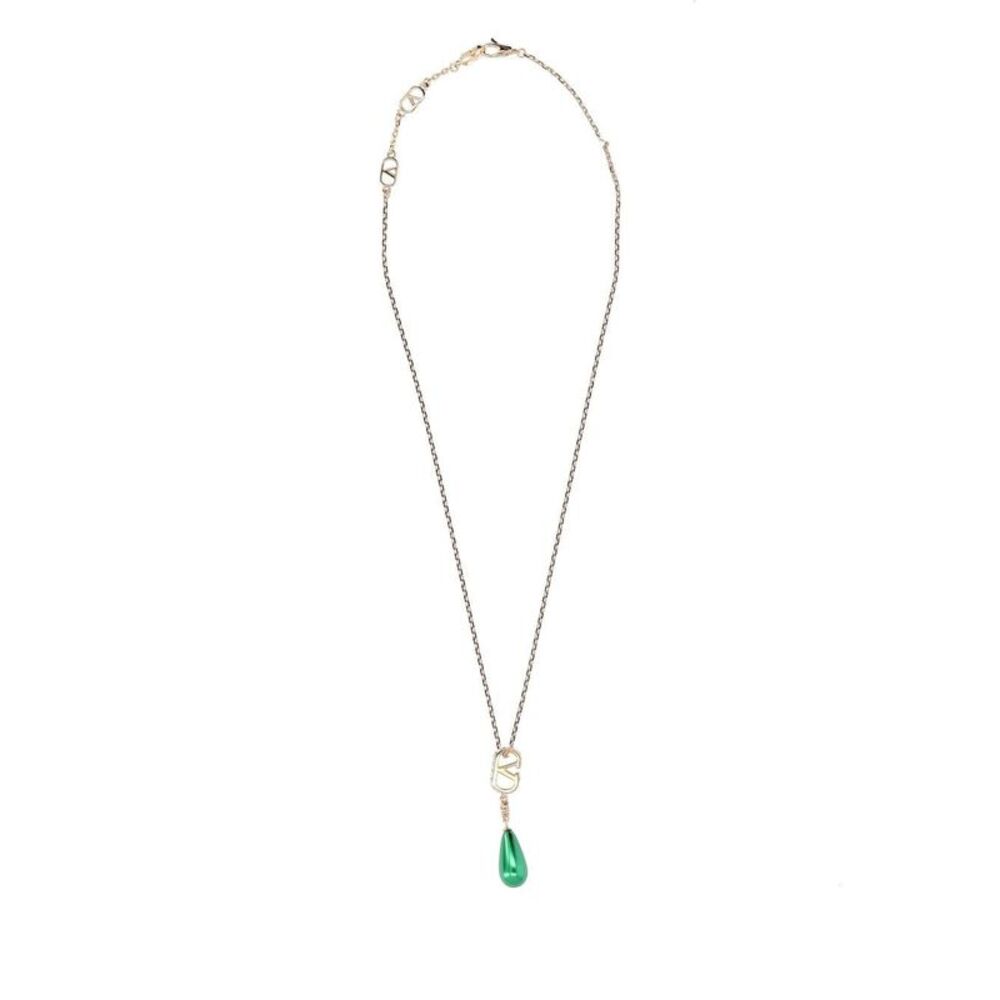 Valentino Garavani Women Gold-Colored Vlogo Necklace With Stones And Crystals